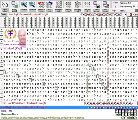 Torah Code matrix: Lord RayEl Pentateuch
