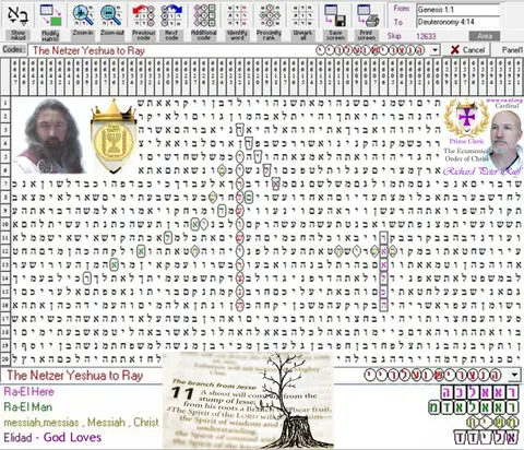 Torah Code matrix: Netzer Yeshua to Ray